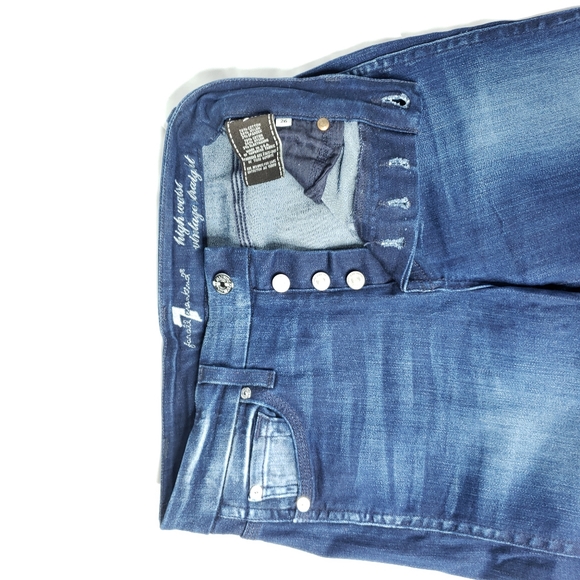 7 For All Mankind - High Waist Straight Legged Vintage Dark Wash Jeans - Picture 8 of 11
